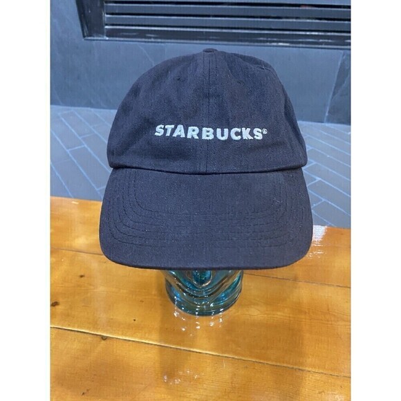 STARBUCKS Coffee Hat Cap Adjustable Spellout Employee Work Cotton - Picture 1 of 8